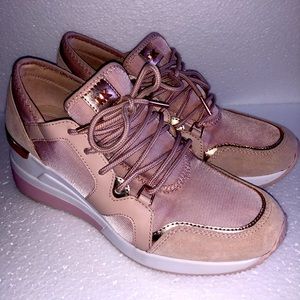 Height Adding Michael Kors Sneakers Pink & White 7 & 1/2 Rose Gold Color